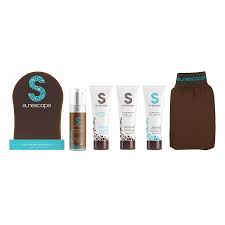 [08562] Sunescape Tanning Travel Kit (50ml Instant Self-Tan Mousse (Week in Fiji), 50ml Gradual Tan Extender, 50ml lluminating Body Tint, 50ml Hydrating Body Butter, Application Mitt, Tan Removal Mitt)