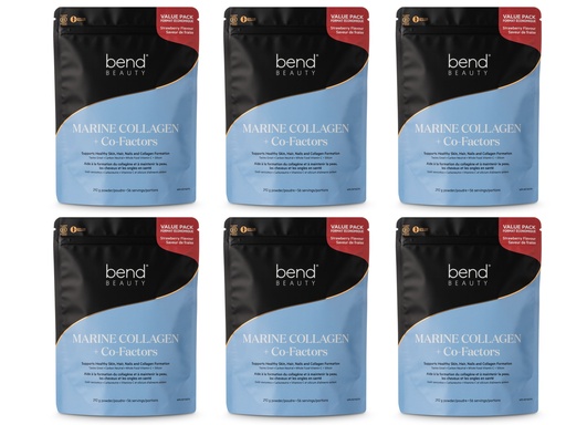 Bend Beauty Collagène Marin + Co-Facteurs Saveur de Fraise Format Économique 292g x6